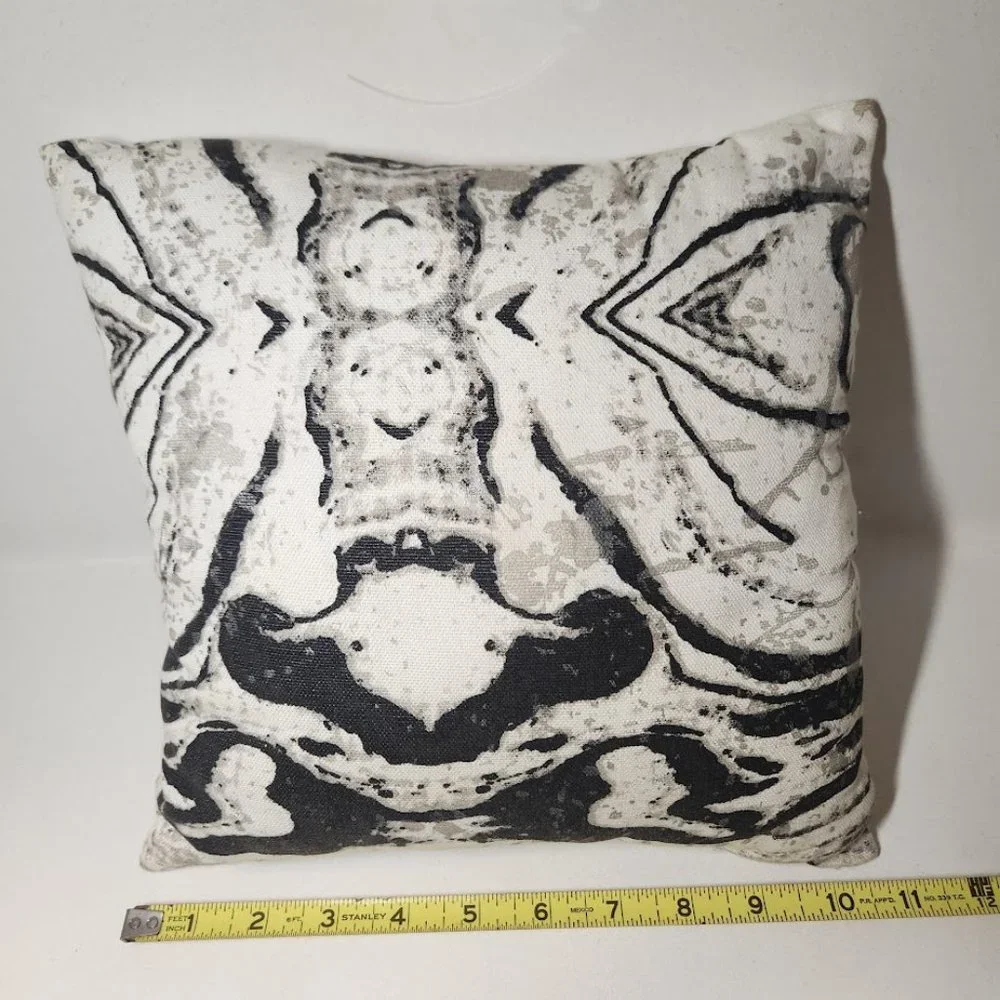 Decorative Pillow Rorschach Test Abstract Gray White Black Marble 11